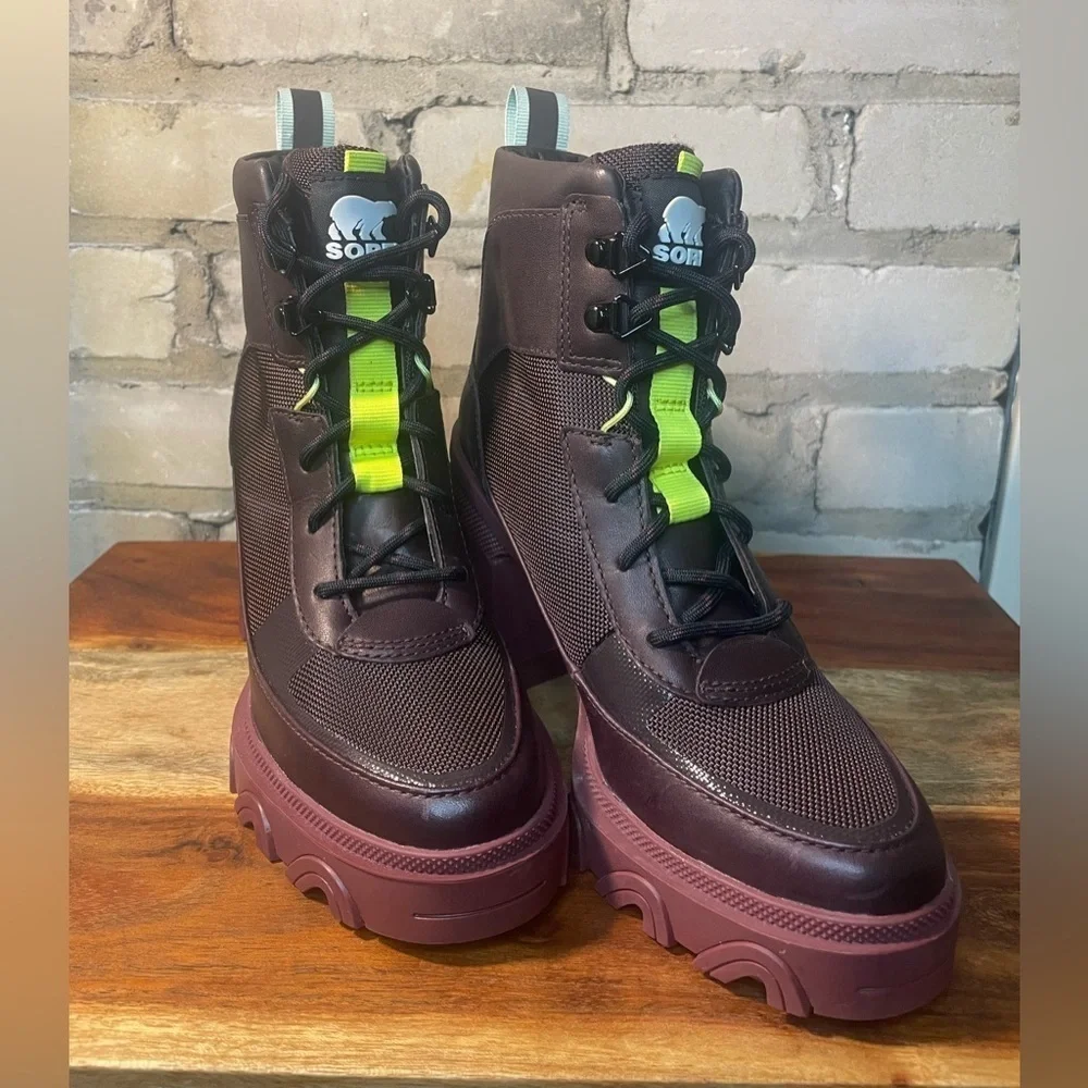 Sorel Brex Heel Lace Boot, Waterproof, Rainboot, Berry, Sz. 5.5 - Picture 5 of 16